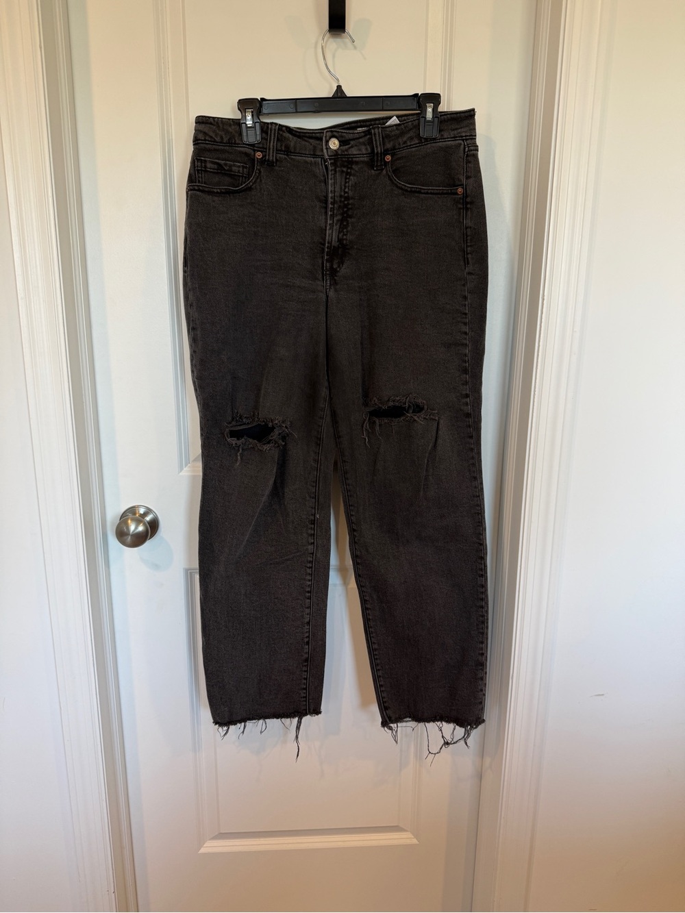 Old Navy Black Distressed Boyfriend Jeans with Raw Hem